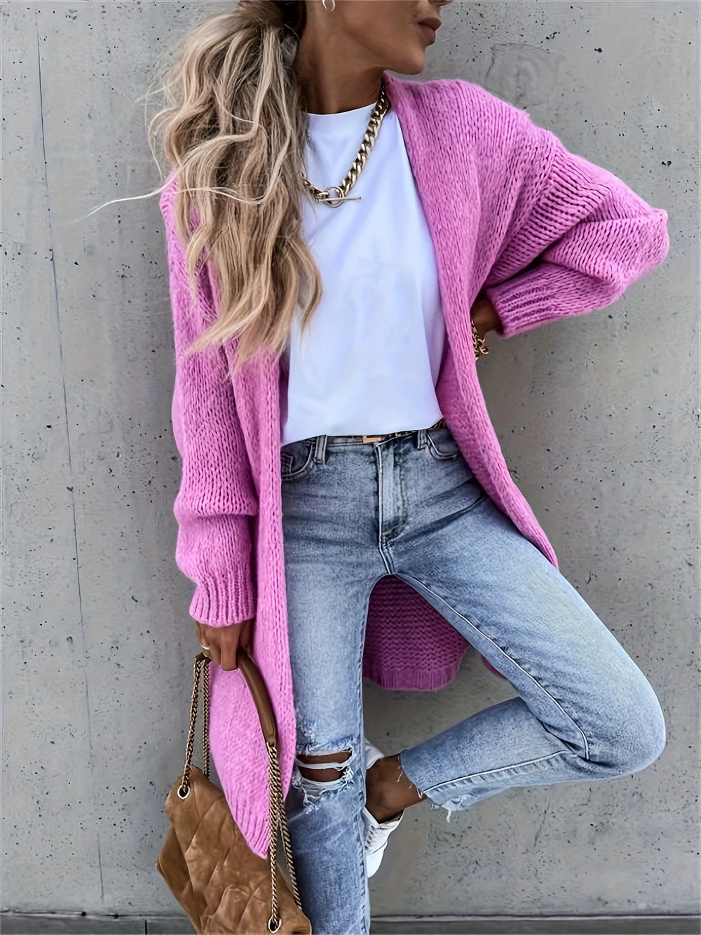 ZARA Oversized Long Sleeve Knit Cardigan Sweater Coat for Fall Winter